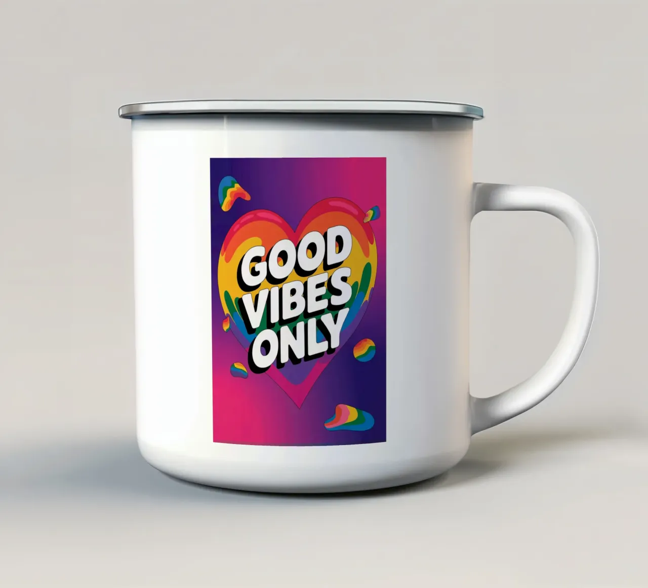 Solo buone vibrazioni tazza in smalto da logic