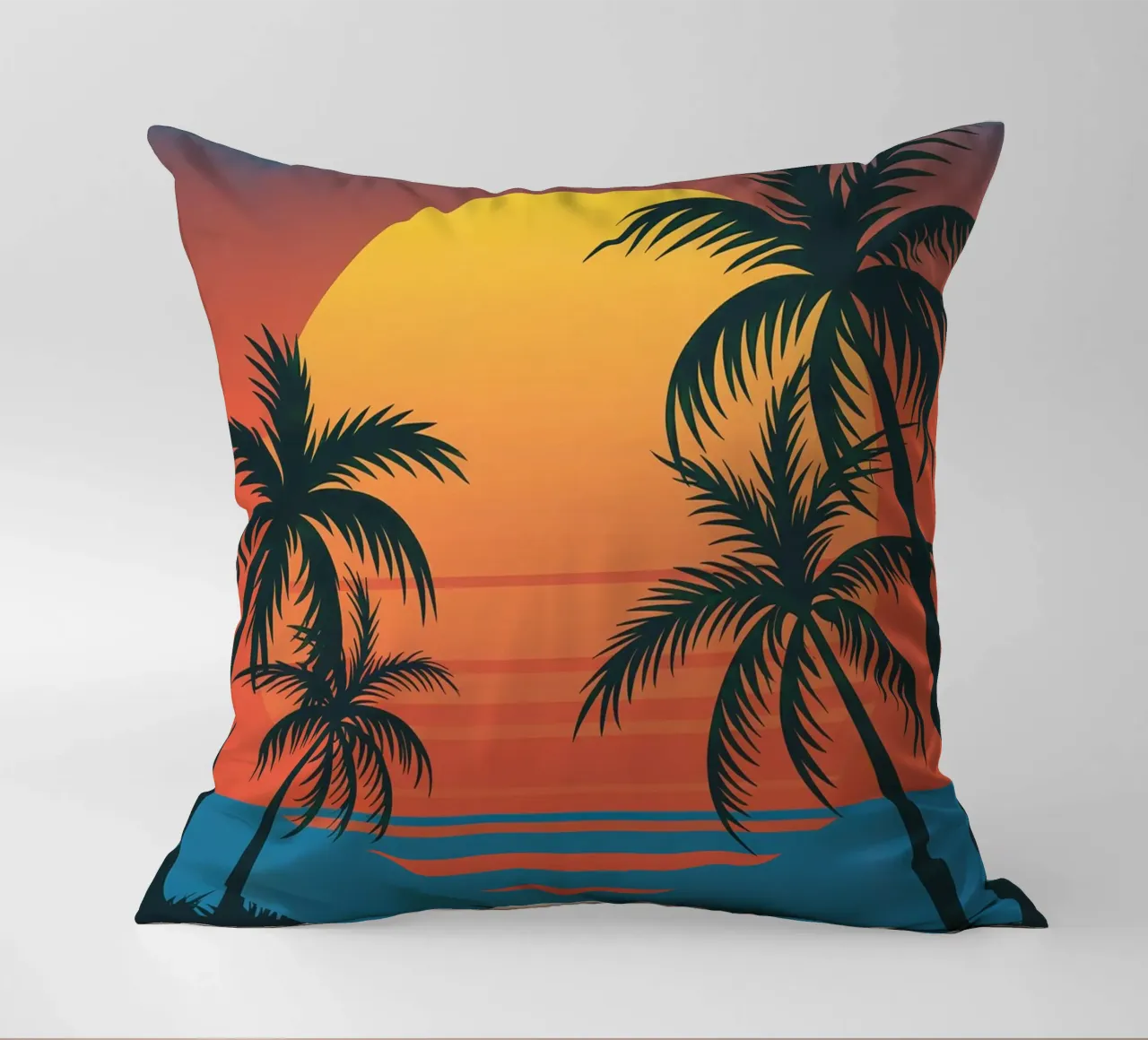 Sunset With Palm Trees decorative cushion by logic