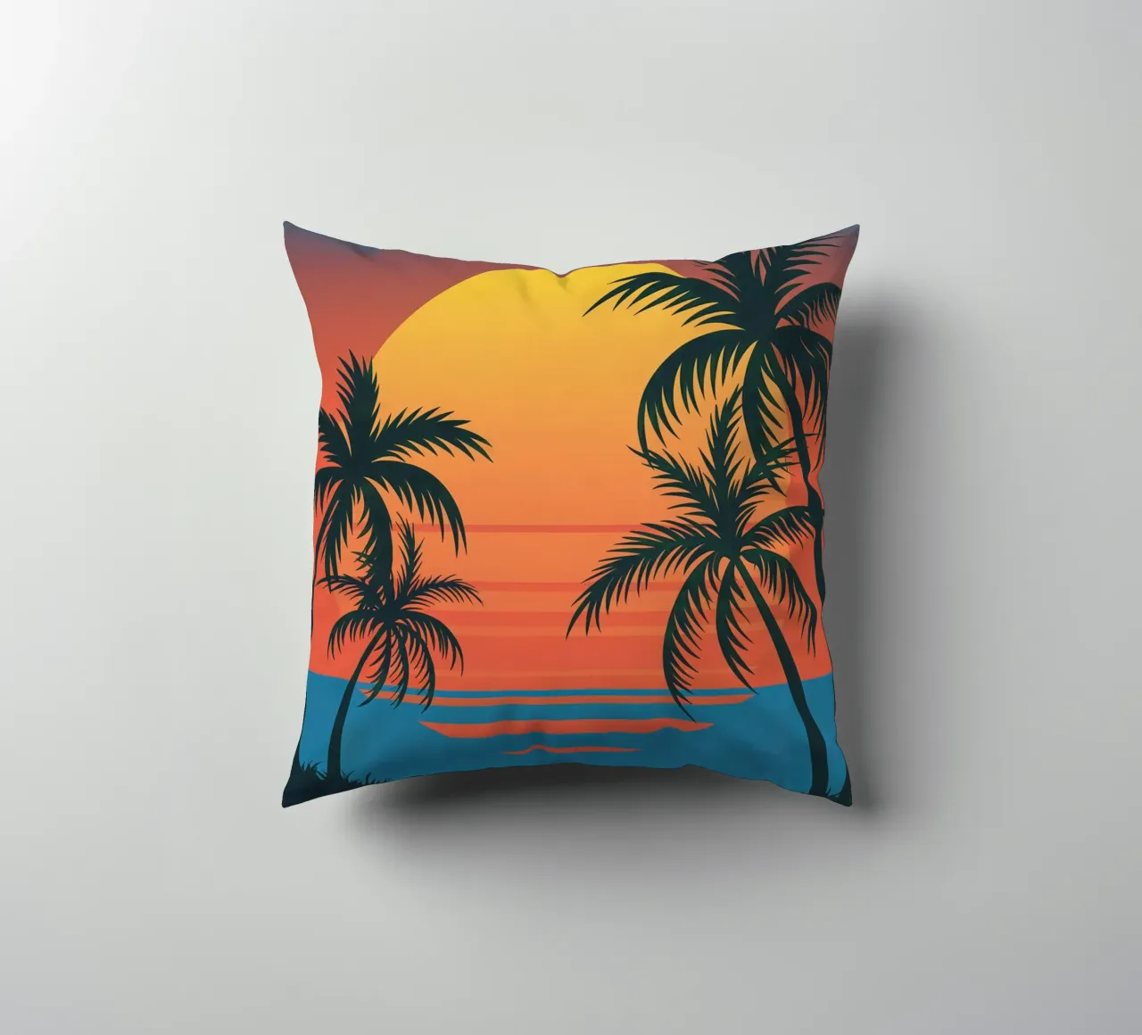 Sunset With Palm Trees decorative cushion by logic