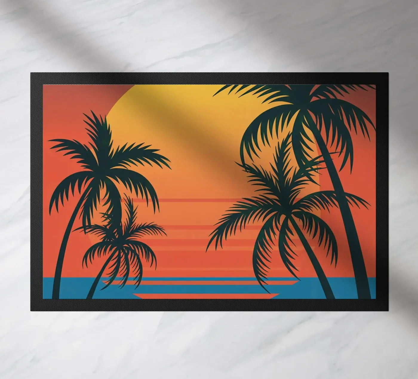 Sunset With Palm Trees doormat by logic