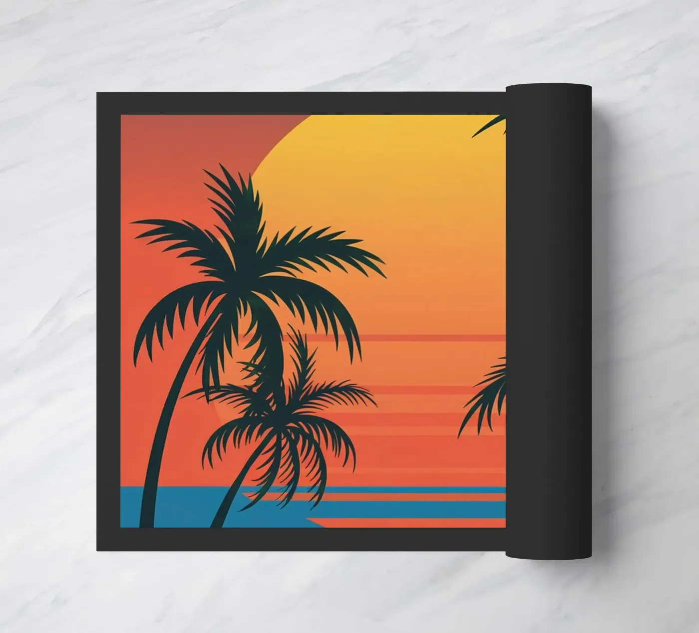 Sunset With Palm Trees doormat by logic