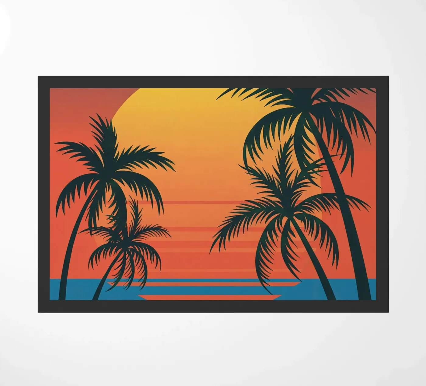 Sunset With Palm Trees doormat by logic