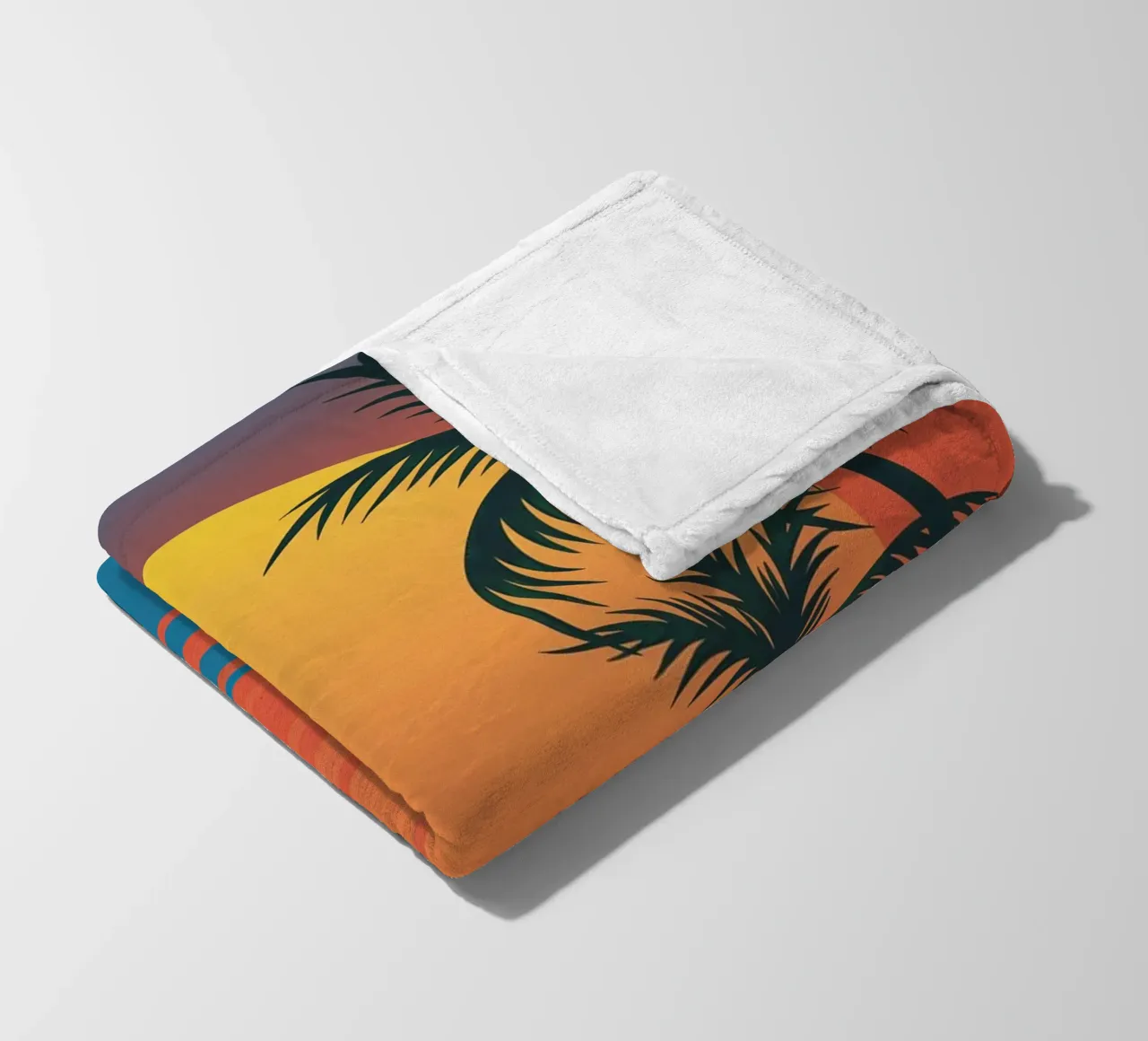 Sunset With Palm Trees fleece blanket by logic