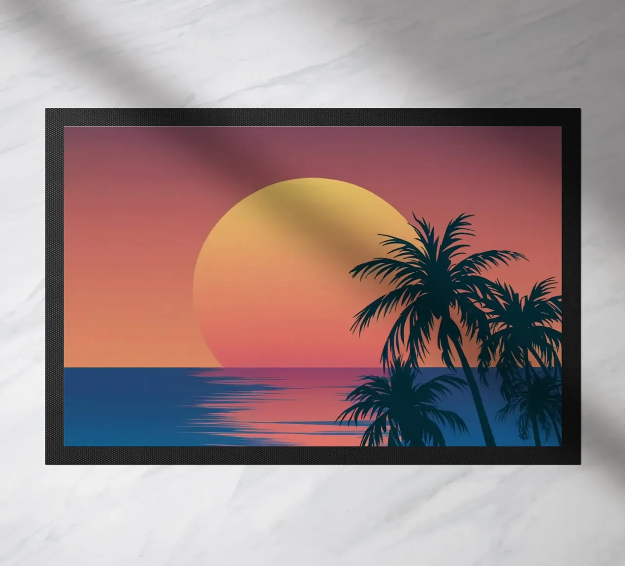 Sunset With Palm Trees doormat by logic