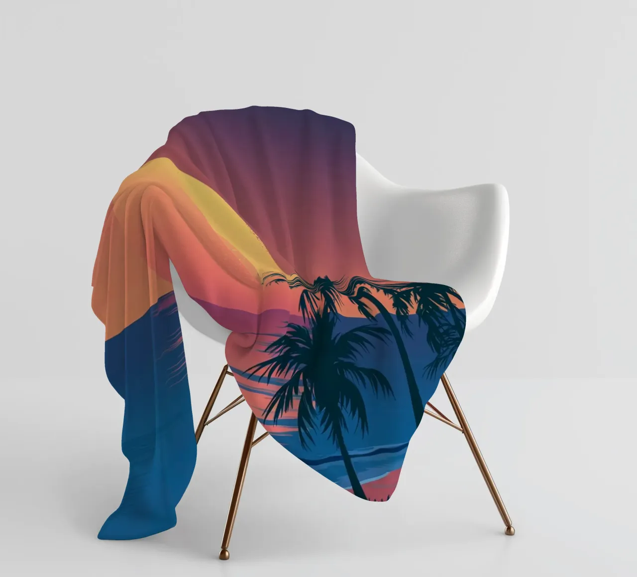 Sunset With Palm Trees fleece blanket by logic