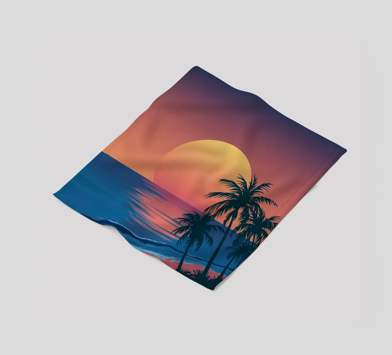 Sunset With Palm Trees fleece blanket by logic