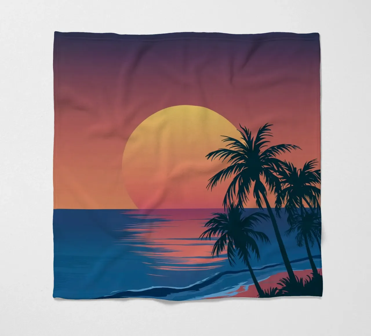 Sunset With Palm Trees fleece blanket by logic