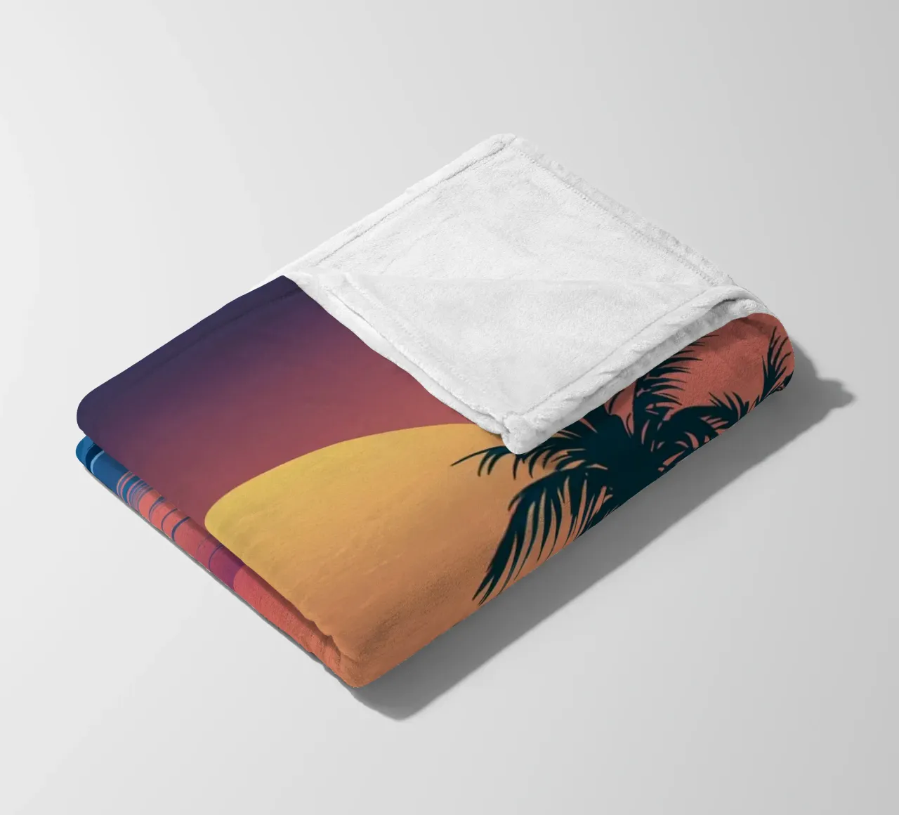 Sunset With Palm Trees fleece blanket by logic