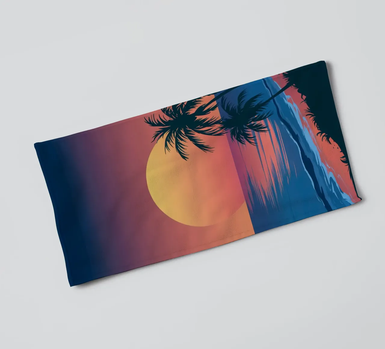 Sunset With Palm Trees towel by logic