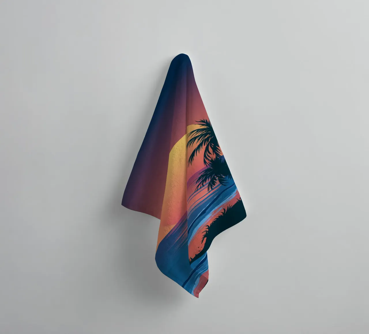 Sunset With Palm Trees towel by logic