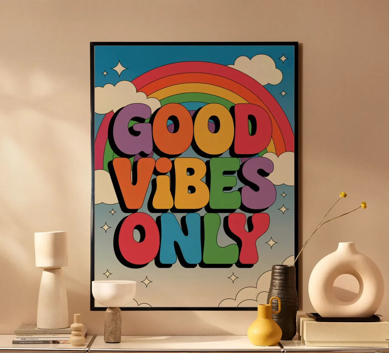 Coucher de soleil avec palmiers poster de logic