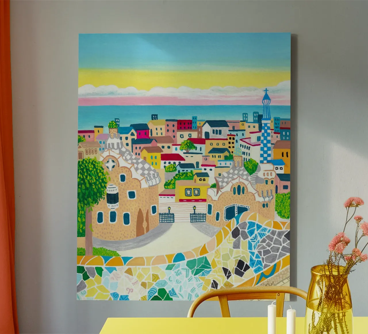 Barcelona Poster, Spanje Kunstprint, Muurkunst Reizen canvas met Baklijst van zerichay