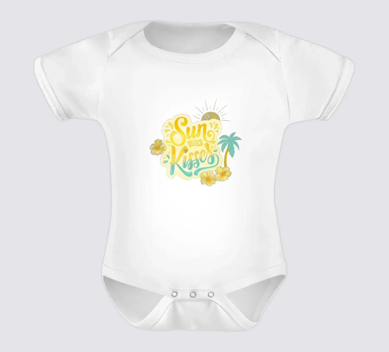 Sunshine Kisses. Summer, Palm Trees and Good Vibes. body neonato maniche corte da CalliLetters