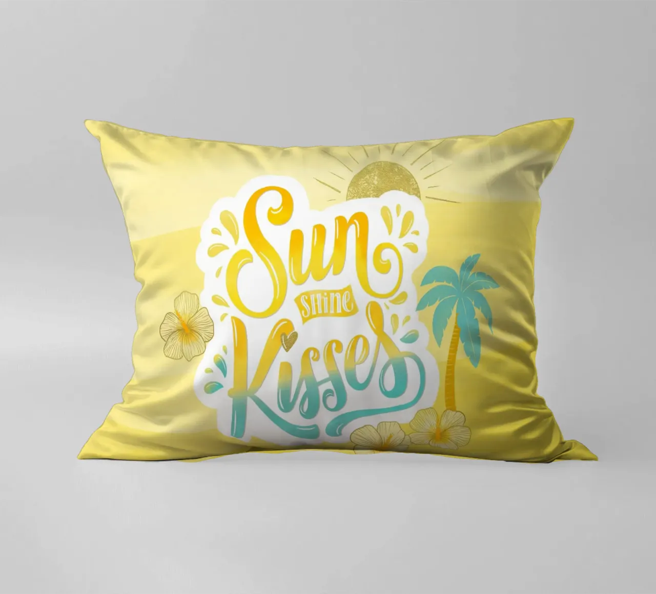 Sunshine Kisses. Summer, Palm Trees and Good Vibes. cojín de CalliLetters