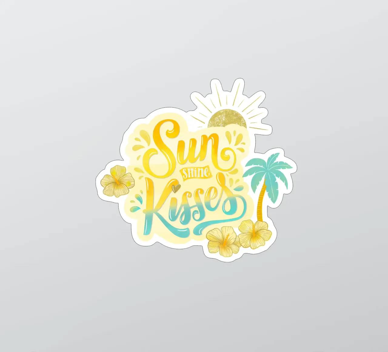 Sunshine Kisses. Summer, Palm Trees and Good Vibes. adesivo da CalliLetters