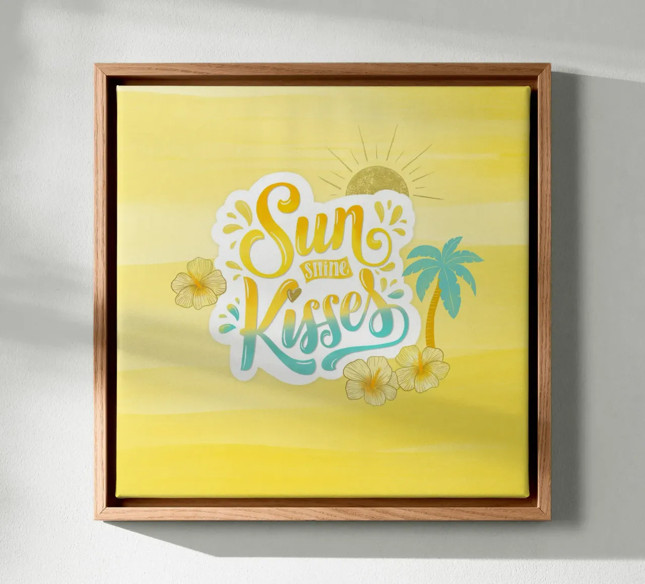Sunshine Kisses. Summer, Palm Trees and Good Vibes. toile avec Caisse américaine de CalliLetters