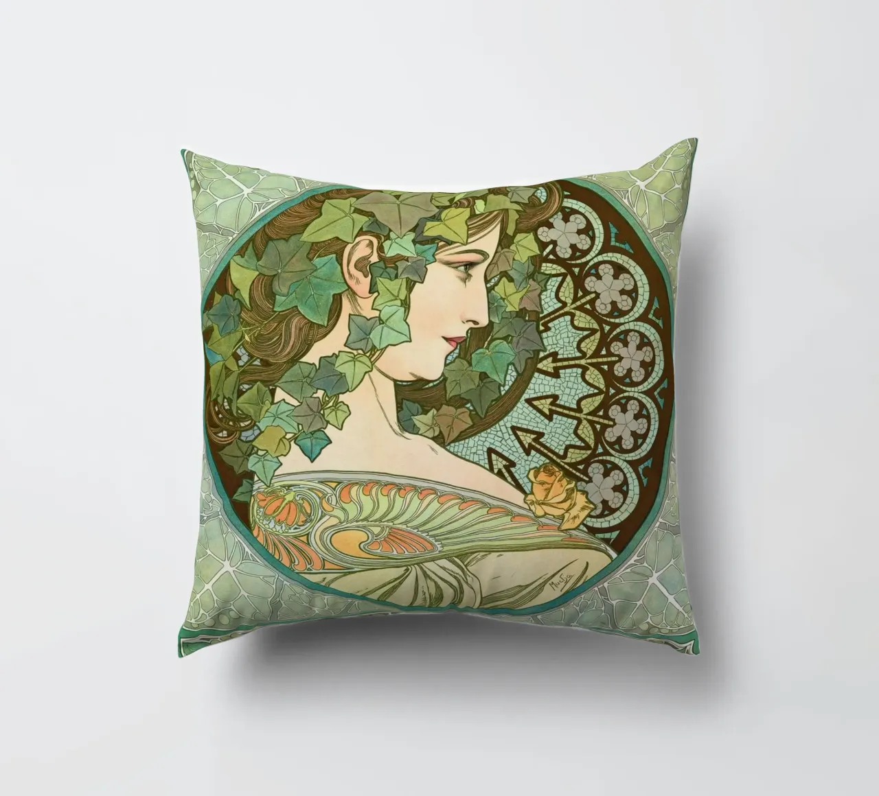Alphonse Mucha - Edera cuscino da Timeless Artworks