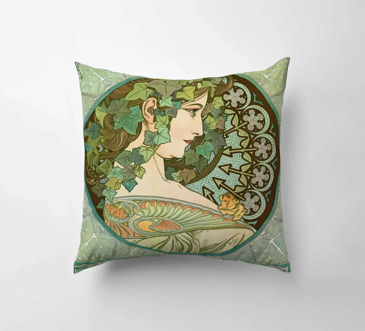 Alphonse Mucha - Edera cuscino da Timeless Artworks