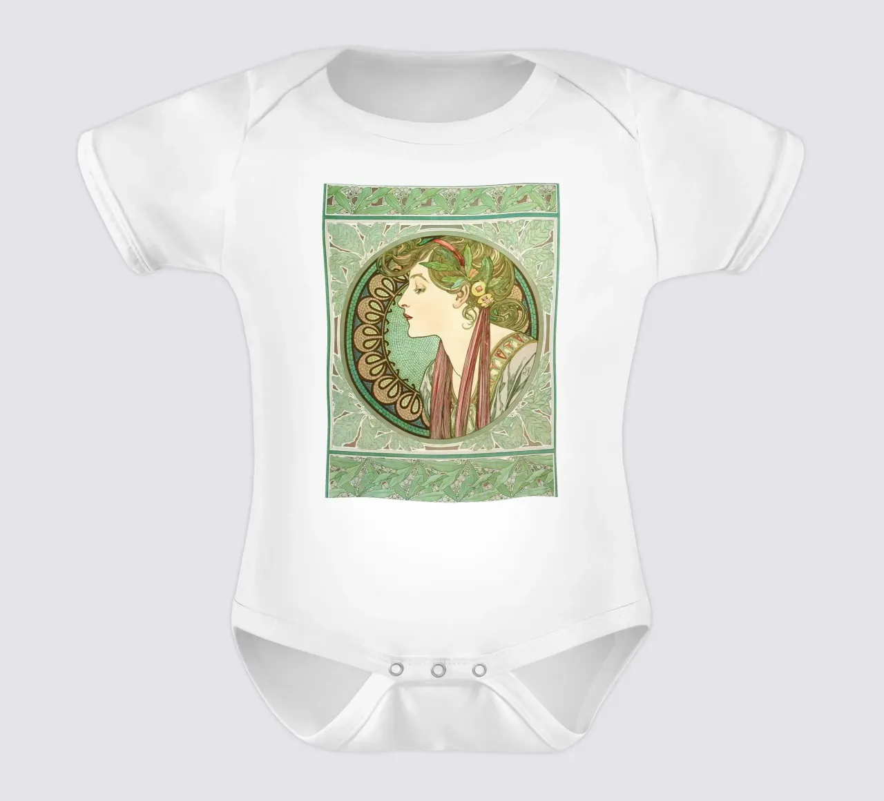 Alphonse Mucha - Alloro body neonato maniche corte da Timeless Artworks