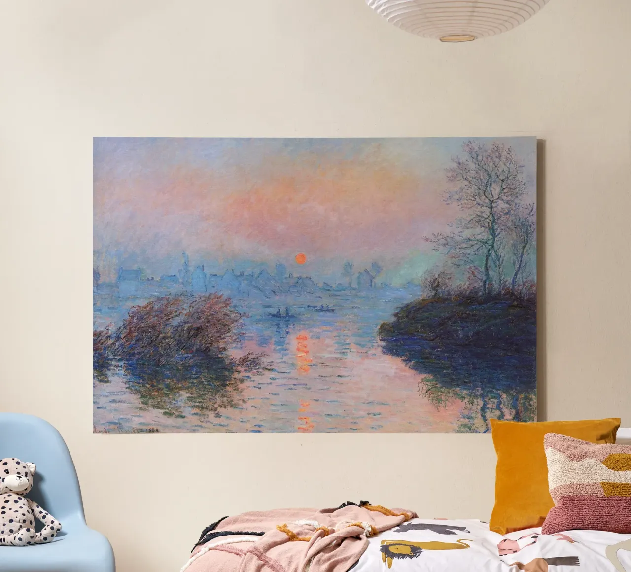 Claude Monet - Sunset on the Seine at Lavacourt tela con Cornice a cassetta da Timeless Artworks
