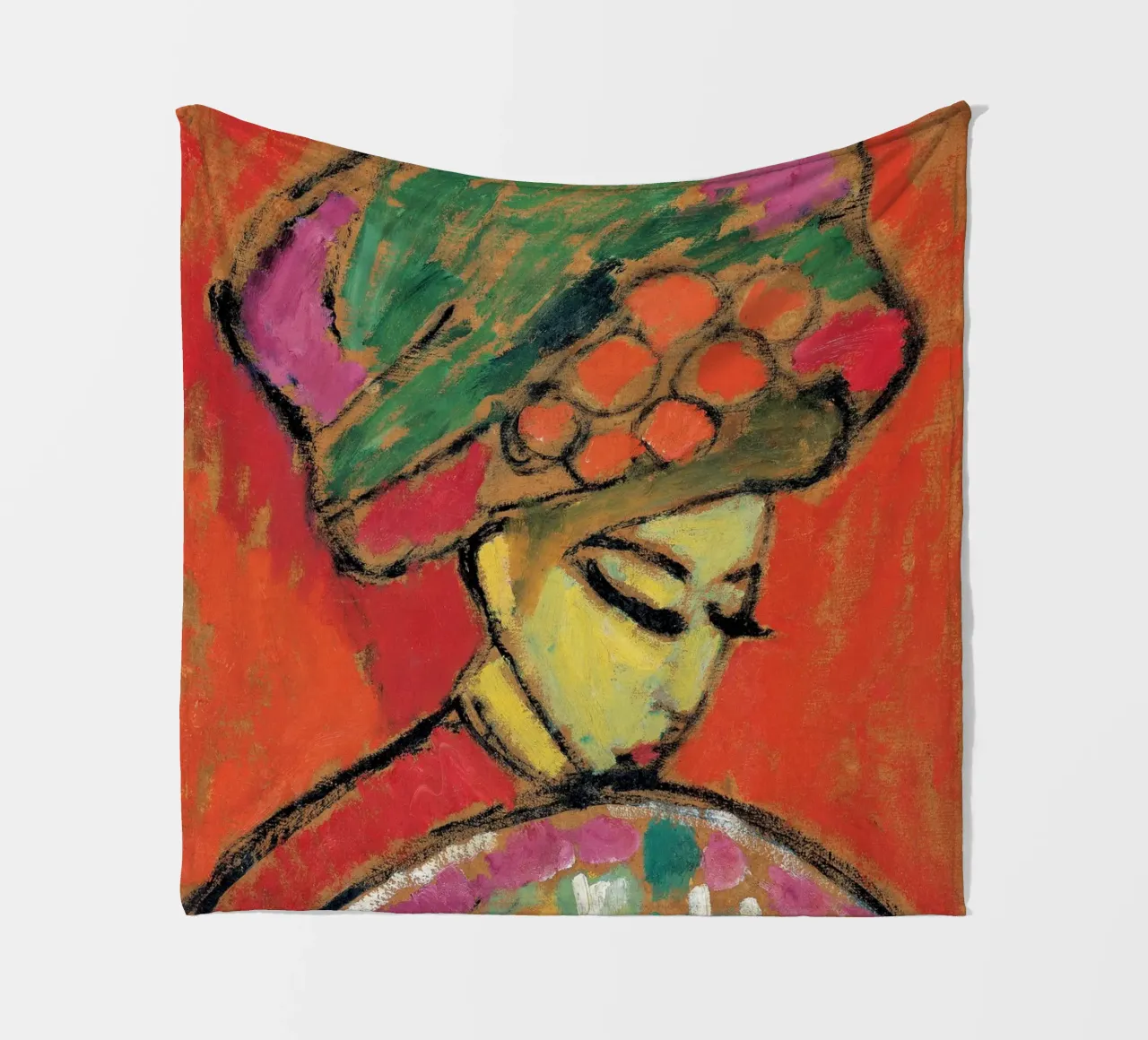 Alexej von Jawlensky - Ragazza con cappello a fiori, 1910 coperta in pile da Timeless Artworks