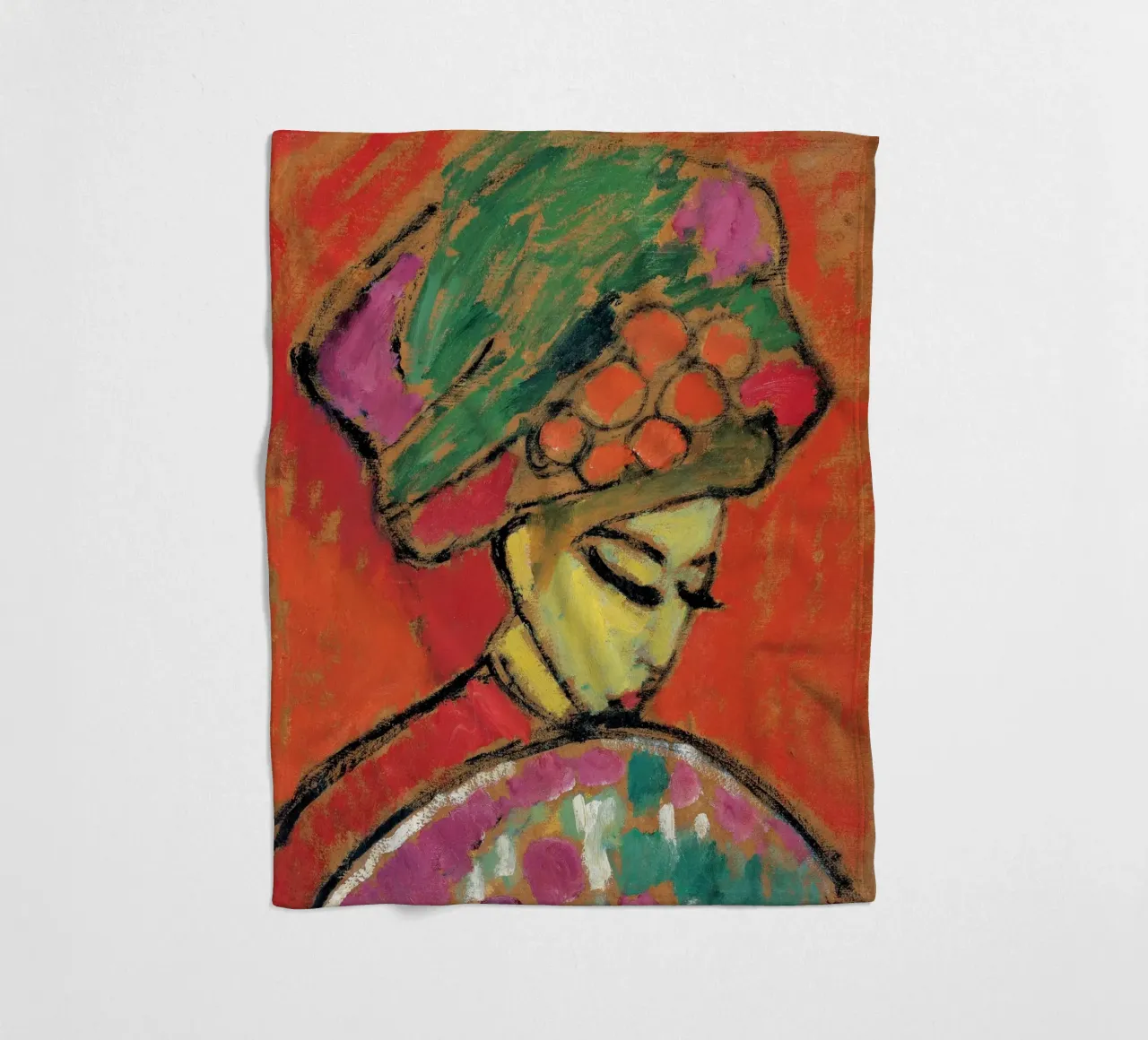 Alexej von Jawlensky - Ragazza con cappello a fiori, 1910 coperta in pile da Timeless Artworks