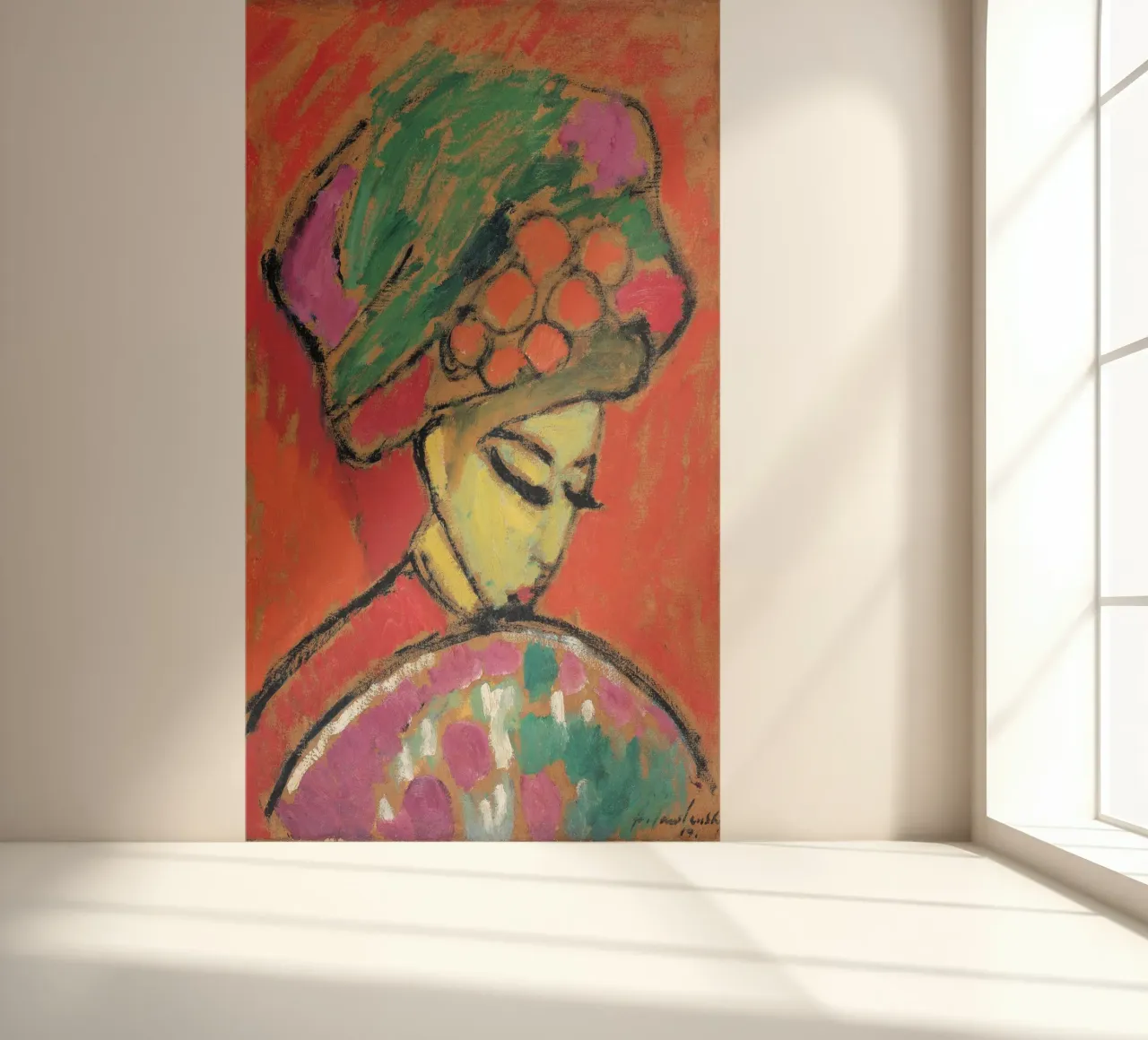 Alexej von Jawlensky - Young Girl with a Flowered Hat, 1910 photo wallpaper by Timeless Artworks