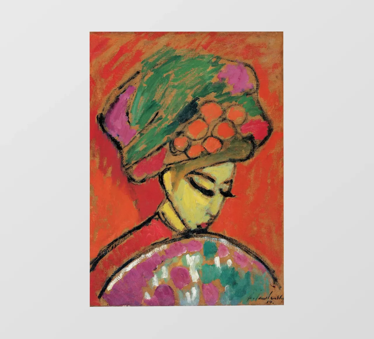 Alexej von Jawlensky - Young Girl with a Flowered Hat, 1910 photo wallpaper by Timeless Artworks