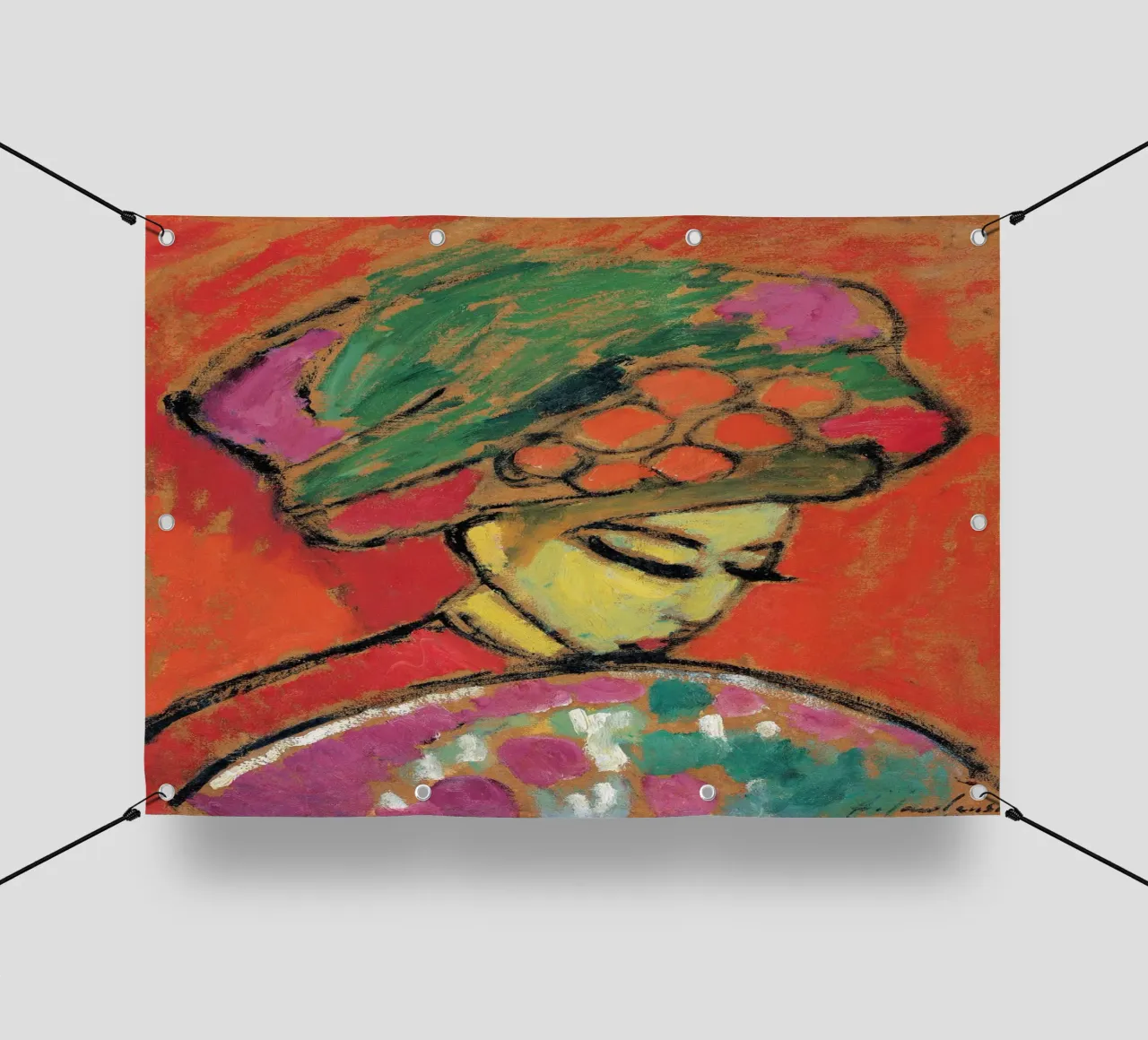 Alexej von Jawlensky - Ragazza con cappello a fiori, 1910 telo in pvc da Timeless Artworks
