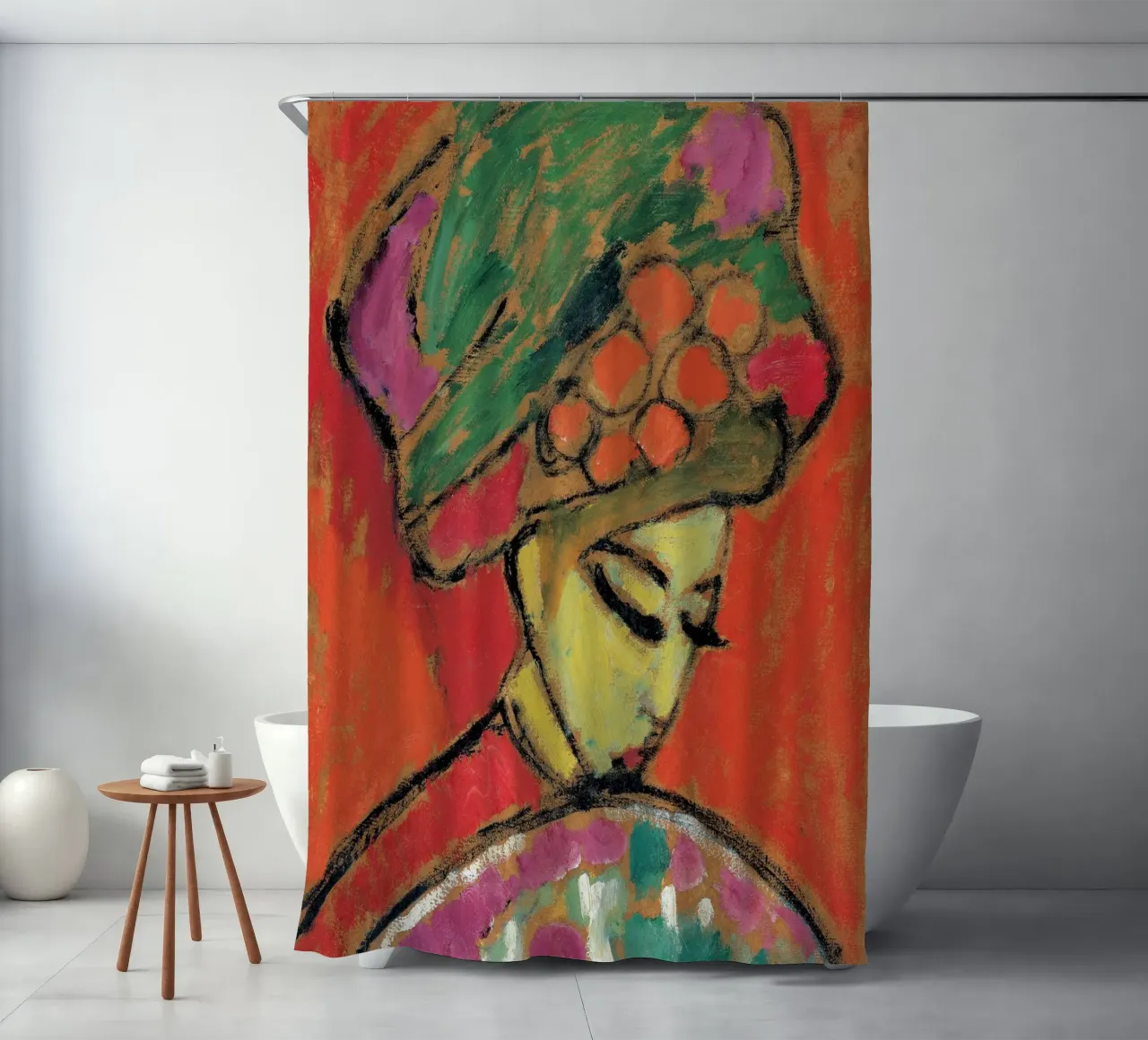 Alexej von Jawlensky - Ragazza con cappello a fiori, 1910 tenda da doccia da Timeless Artworks