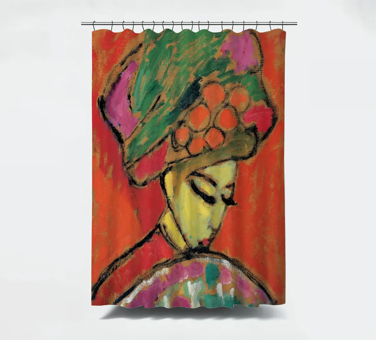 Alexej von Jawlensky - Ragazza con cappello a fiori, 1910 tenda da doccia da Timeless Artworks