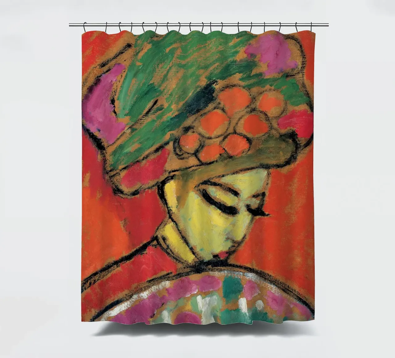 Alexej von Jawlensky - Ragazza con cappello a fiori, 1910 tenda da doccia da Timeless Artworks