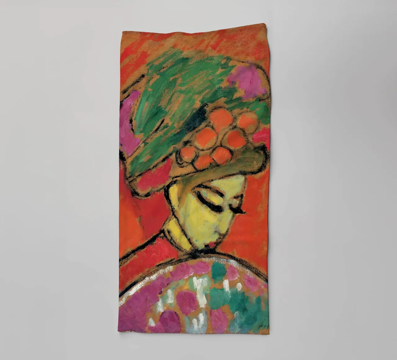 Alexej von Jawlensky - Ragazza con cappello a fiori, 1910 asciugamano da bagno da Timeless Artworks