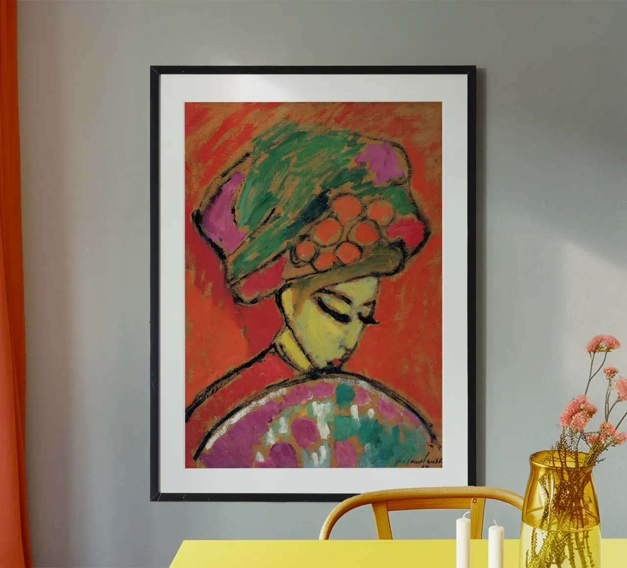 Alexej von Jawlensky - Ragazza con cappello a fiori, 1910 carta hahnemühle da Timeless Artworks