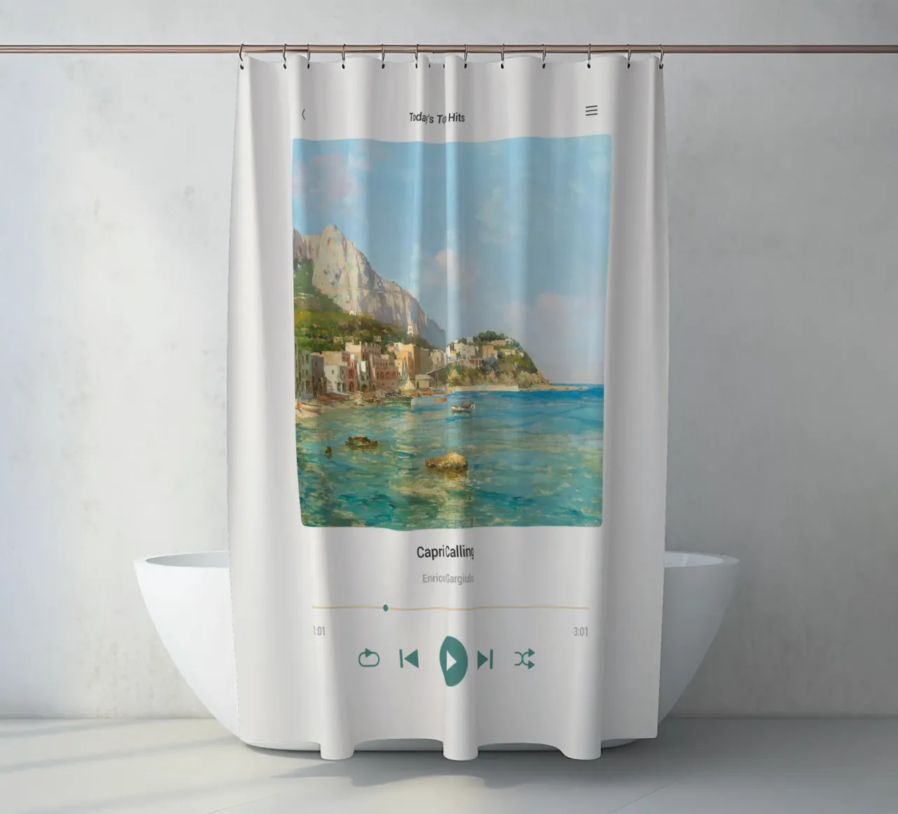 Capri Calling tenda da doccia da Vintagrafica