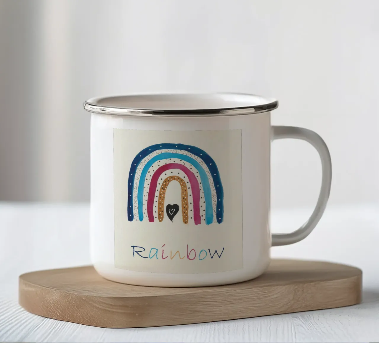 Arcobaleno ad acquerello tazza in smalto da Schön