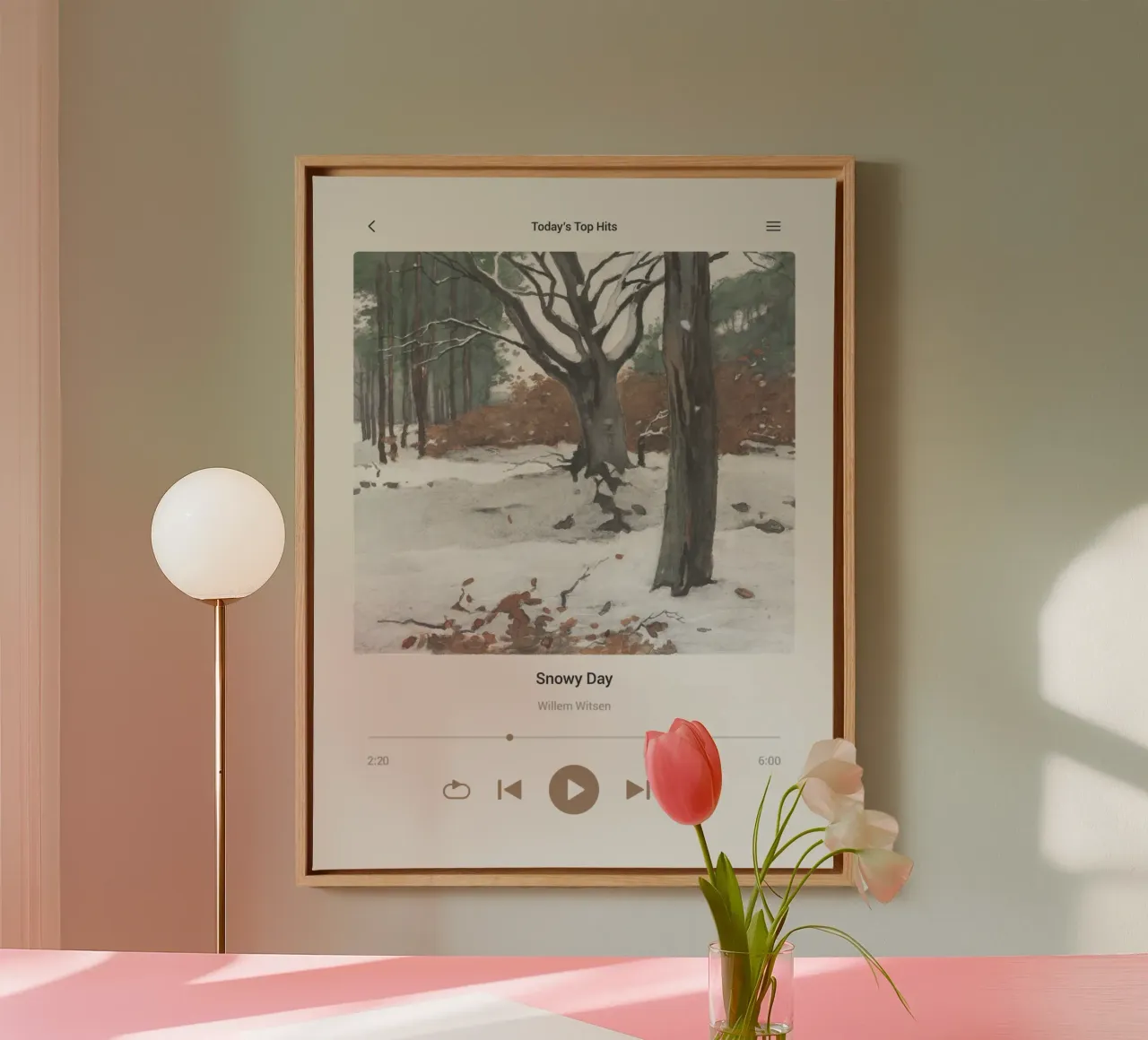 Snowy Day Song Leinwand mit Schattenfugenrahmen von Vintagrafica