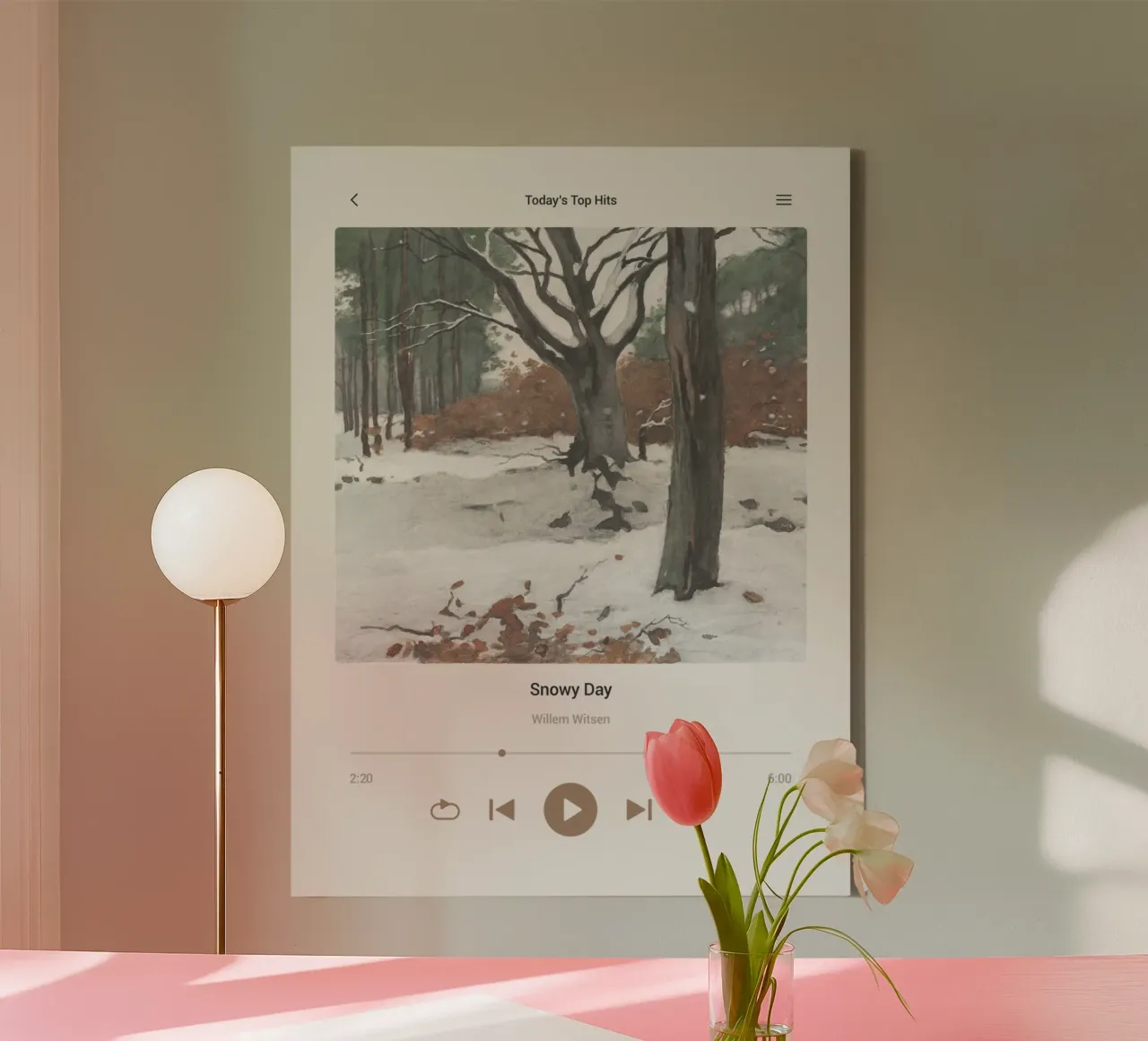 Snowy Day Song Leinwand mit Schattenfugenrahmen von Vintagrafica