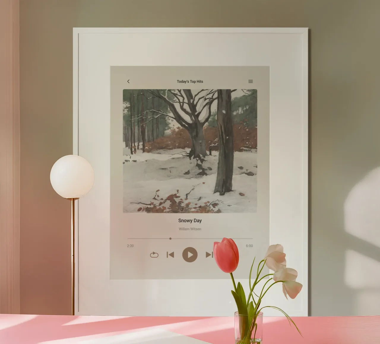Canzone del giorno di neve poster con telaio in alluminio da Vintagrafica