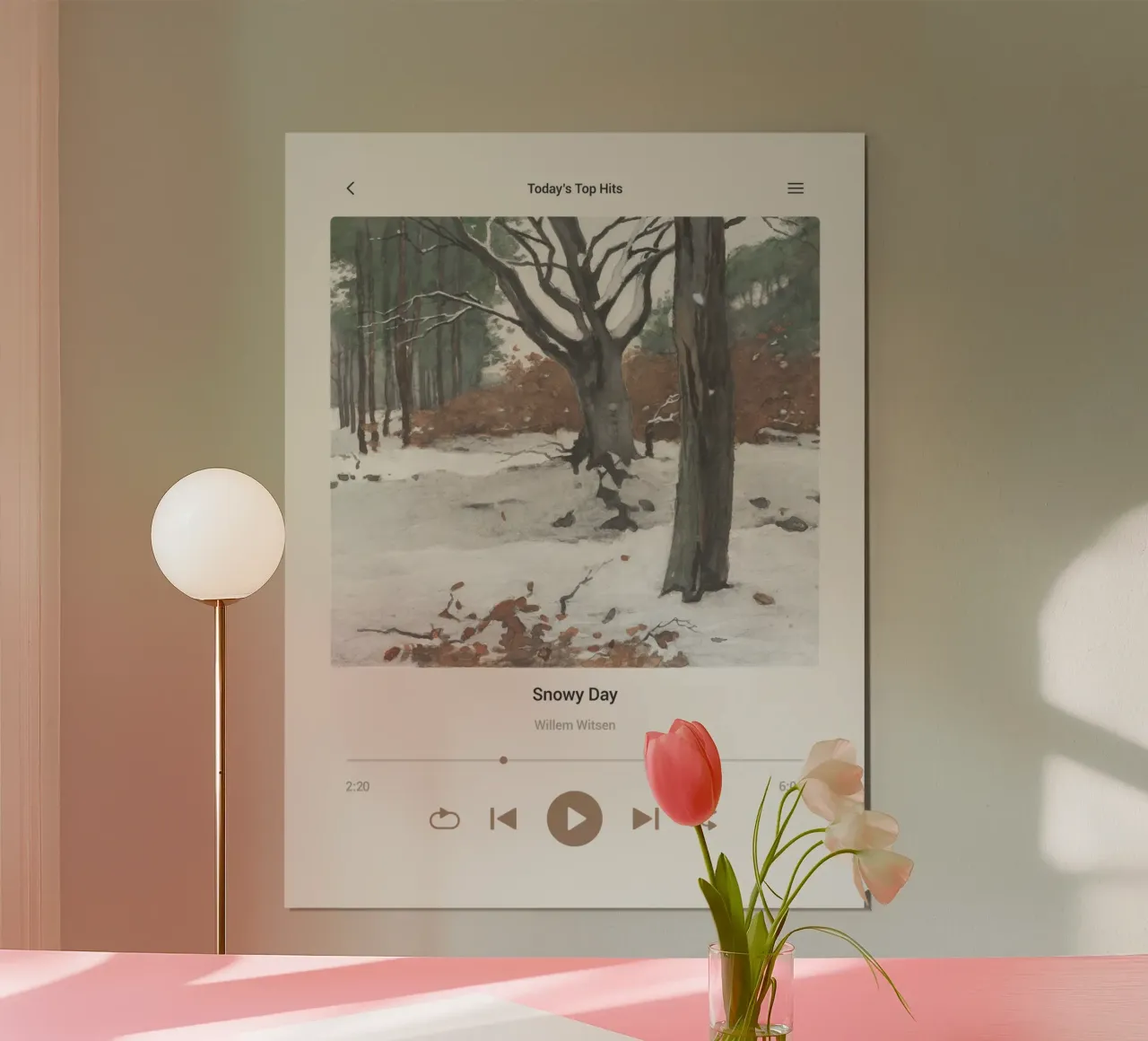 Canzone del giorno di neve poster con telaio in alluminio da Vintagrafica