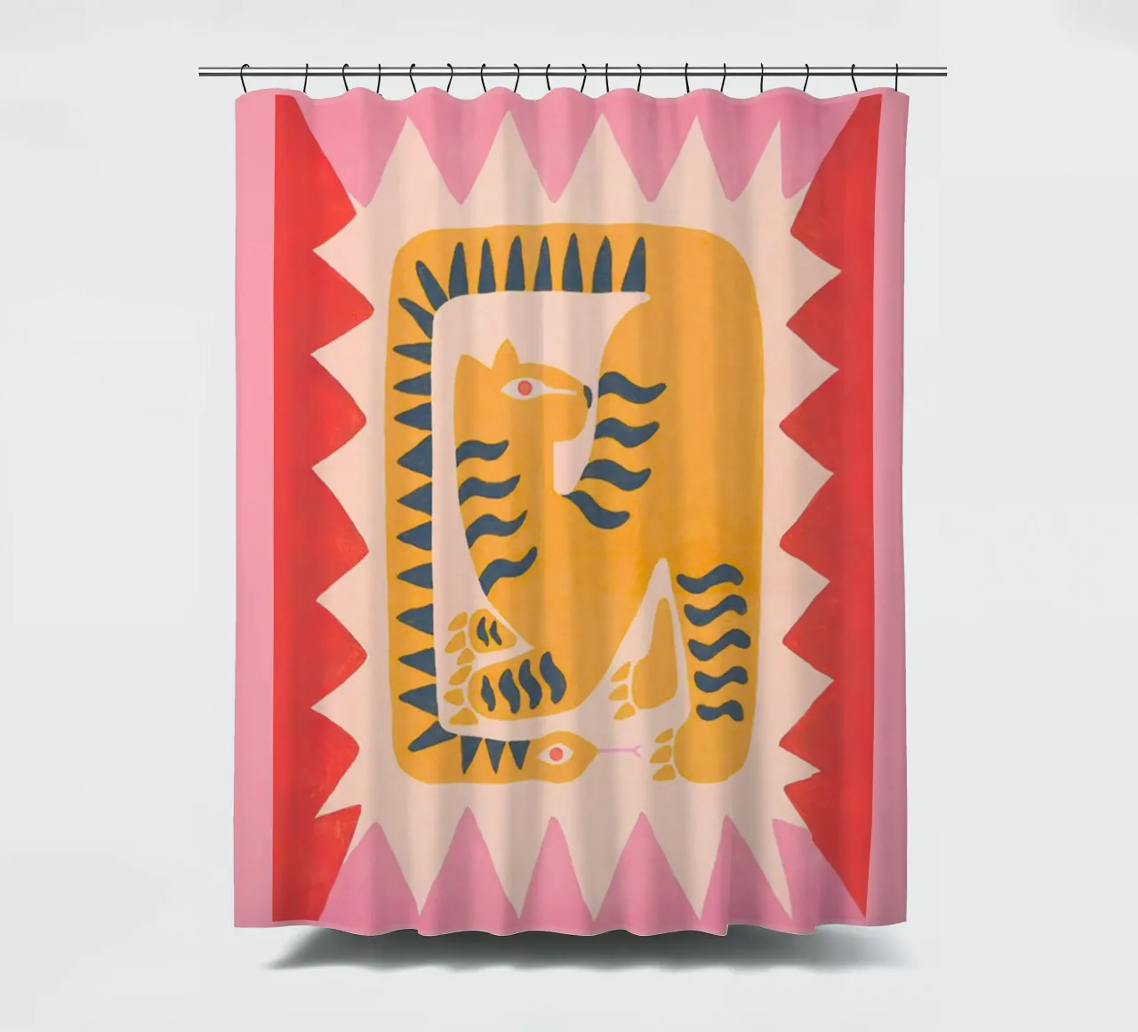 Abstracte tijger slangenprint, Tijger grafische print douchegordijn van PrintStudio