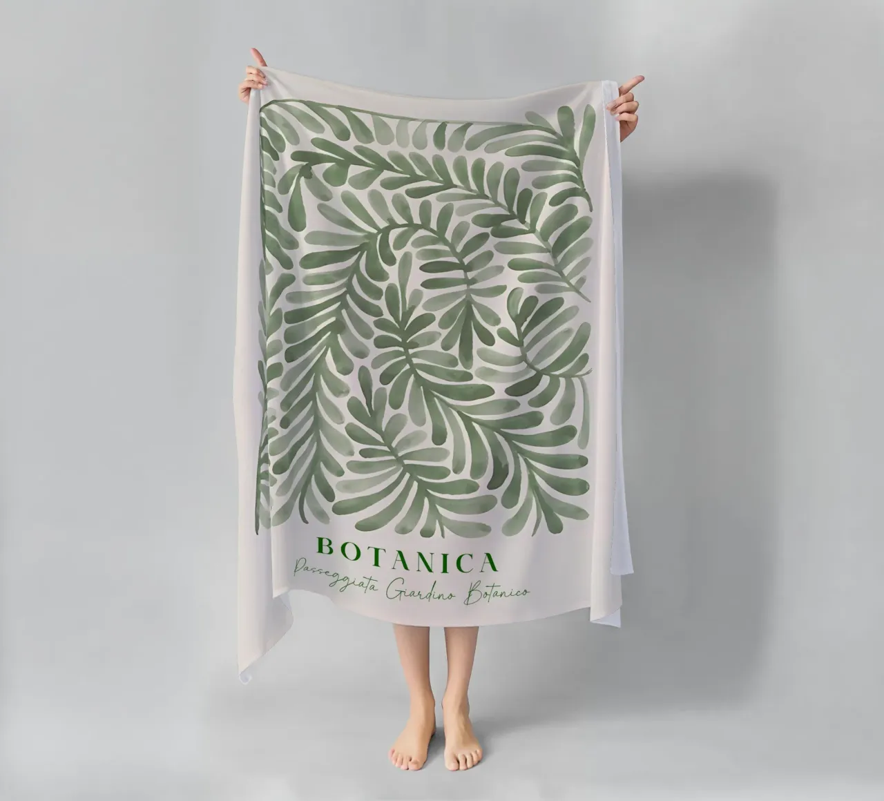 Poster botanico astratto sulle piante, foglie moderne ad acquerello telo mare da ArtHaus