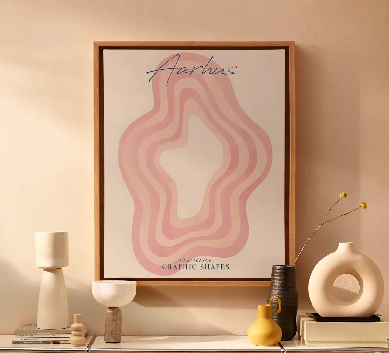 Abstracte Golf Modern Print, Deense Print, Aarhus Poster canvas met Baklijst van ArtHaus