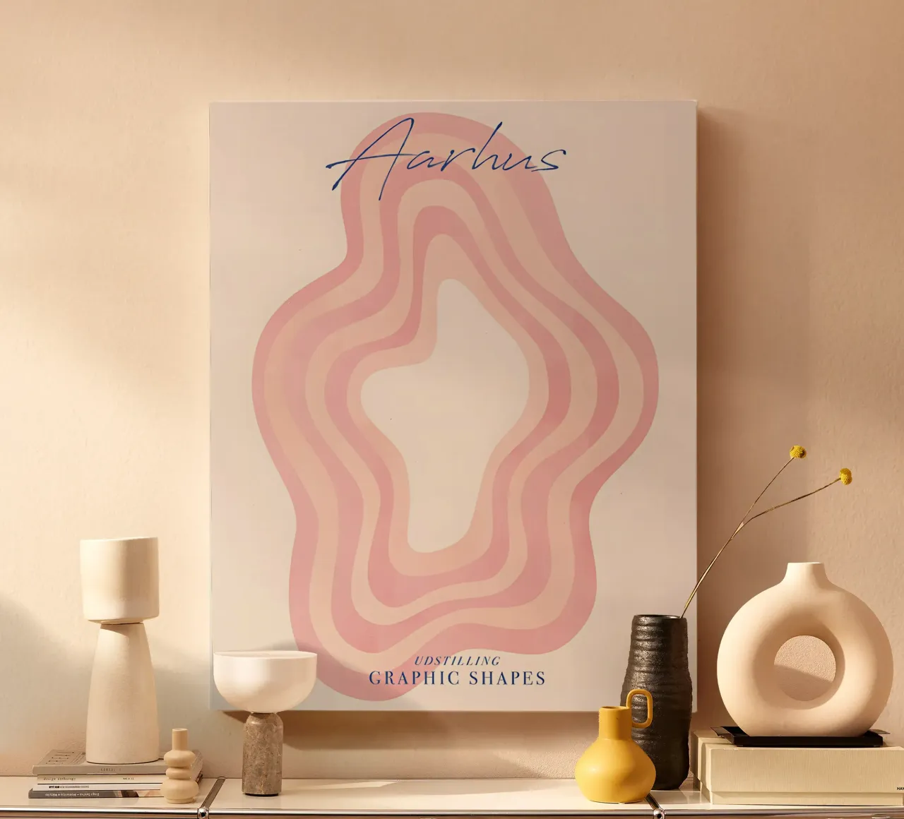 Abstracte Golf Modern Print, Deense Print, Aarhus Poster canvas met Baklijst van ArtHaus