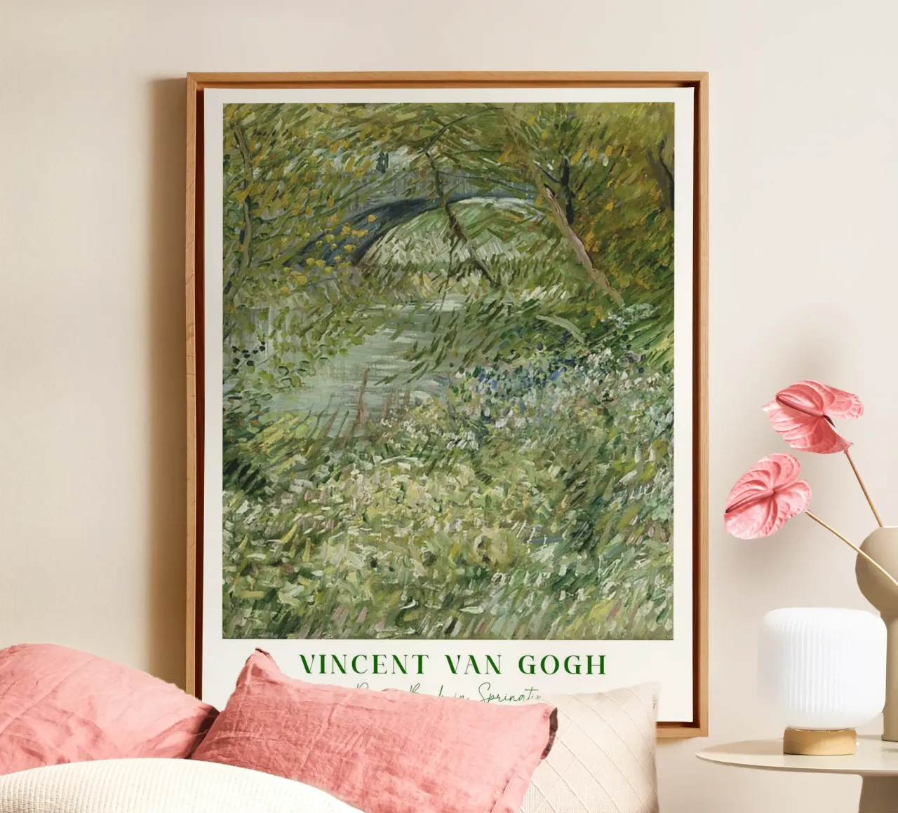 Van Gogh, River Bank in Spring Time, Botanical Classic Print canvas with Floater frame by ArtHaus