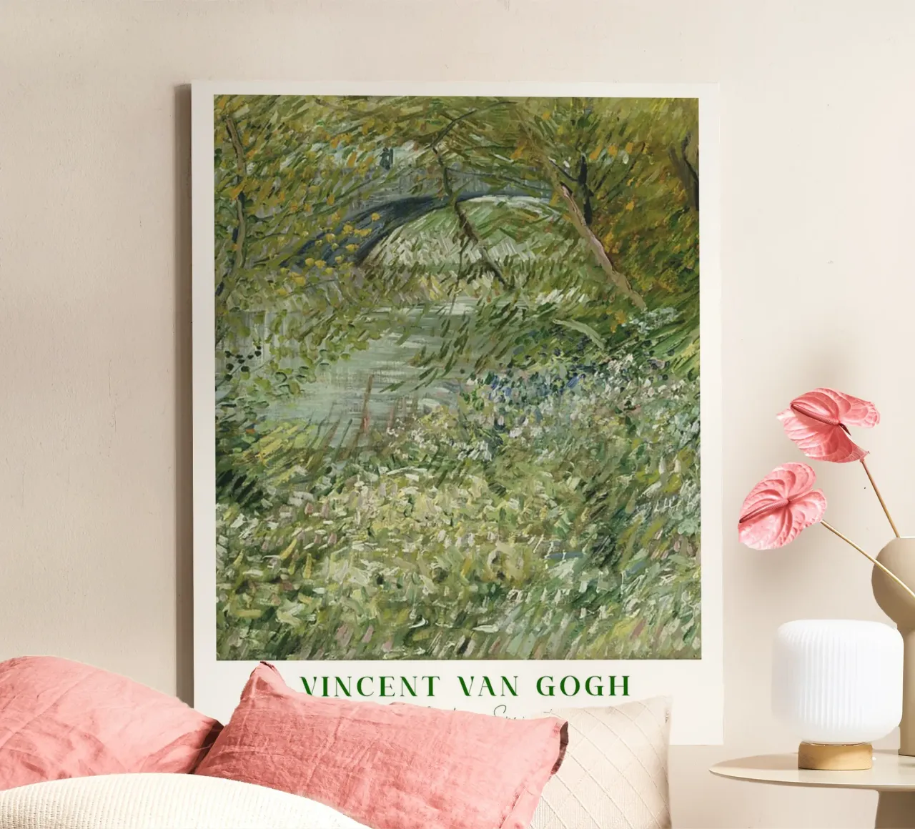 Van Gogh, River Bank in Spring Time, Botanical Classic Print canvas with Floater frame by ArtHaus