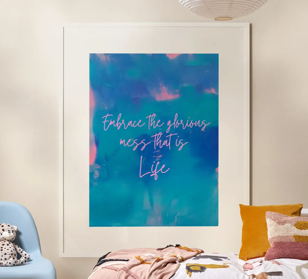 "Grabado abstracto "Embrace The Glorious Mess That Is Life poster con marco de plástico de FABOArt