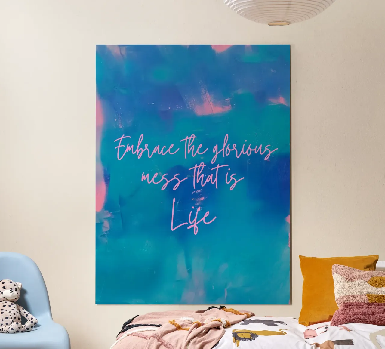 "Grabado abstracto "Embrace The Glorious Mess That Is Life poster con marco de plástico de FABOArt
