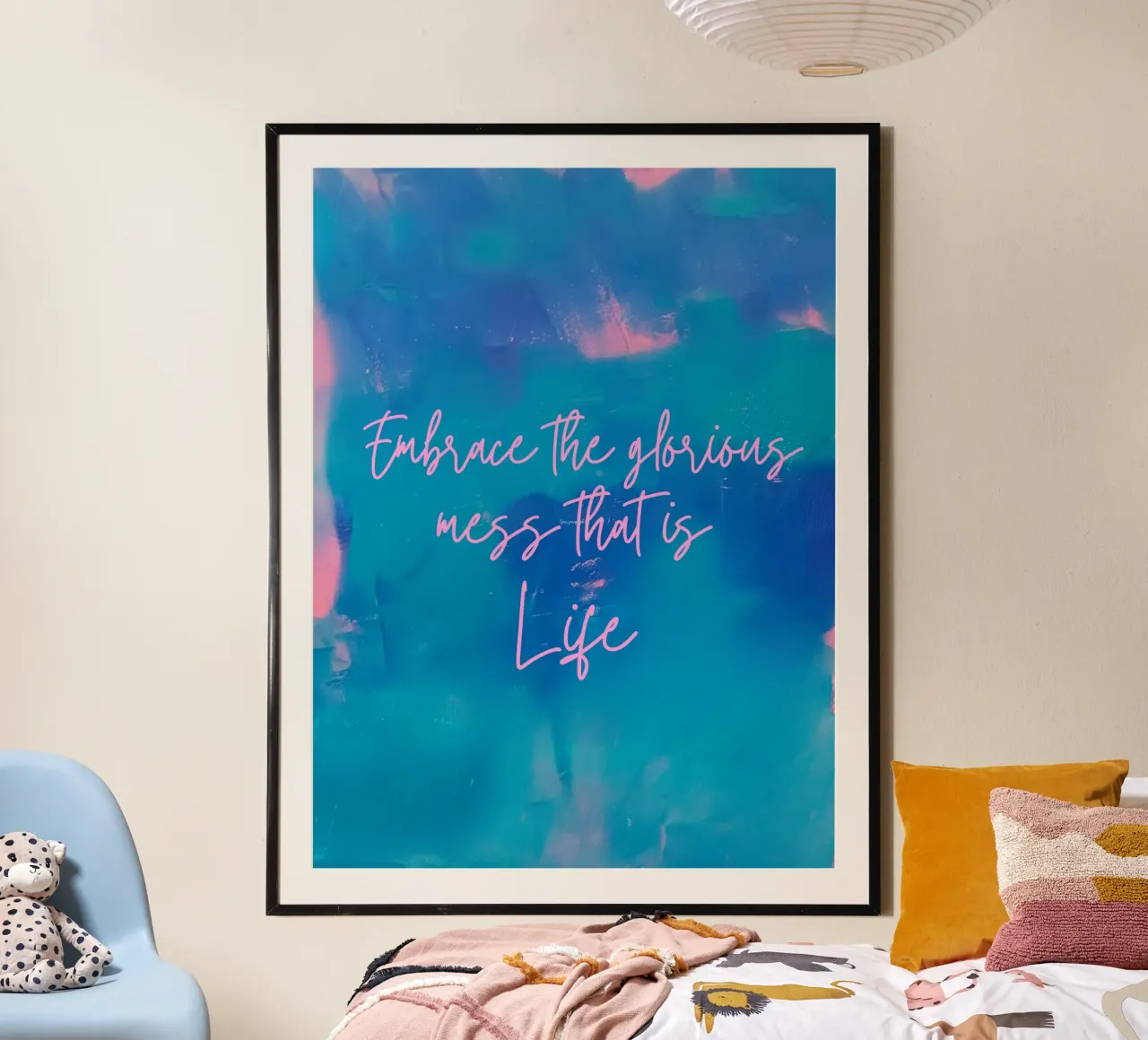 "Grabado abstracto "Embrace The Glorious Mess That Is Life poster con marco de plástico de FABOArt