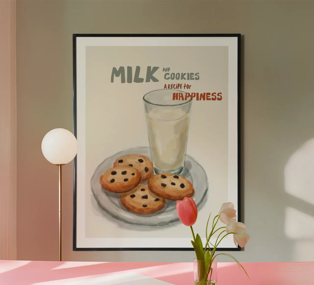 Una ricetta per la FELICITÀ poster con telaio in plastica da Indigo Rain